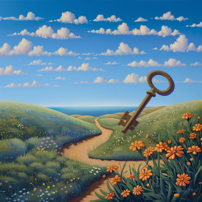 Central California Landscape with Oversized Key