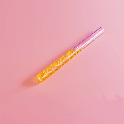 Vibrant Yellow Pen on Soft Pink Background