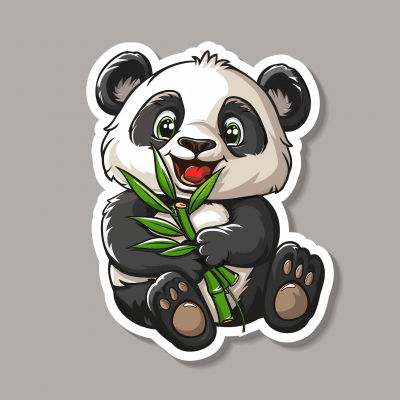 Panda Eating Bamboo Sticker