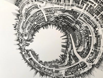 Futuristic Circular Cityscape Illustration