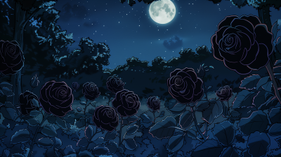 Midnight Garden of Blue Roses