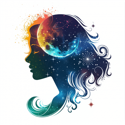 Cosmic Woman Profile Art