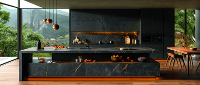 Luxury Black Kitchen with Dekton Marble