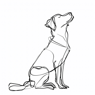 Sitting Dog One Continuous Line Drawing