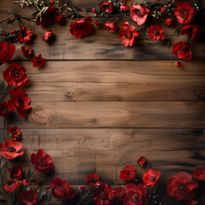 Floral background on wooden board