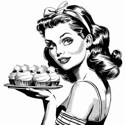 Vintage Cupcake Illustration