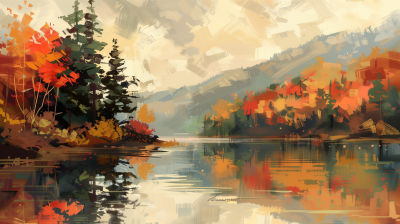 Autumnal Forest and Lake