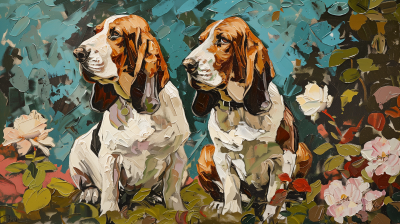 Vibrant Basset Hounds Painting