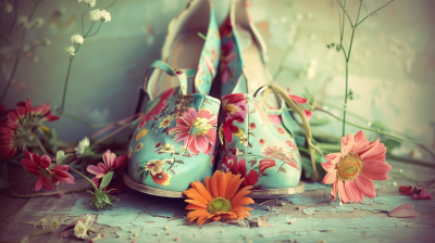 Vintage Floral High Heels