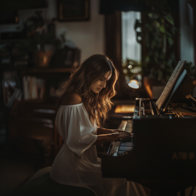 Beautiful Woman Playing Piano