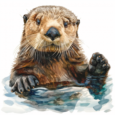 Sea Otter Peeking Out of Water