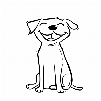 Smiling Dog Line Drawing