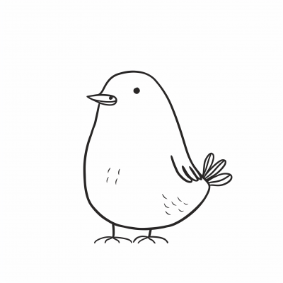 Minimalistic Line Drawing of a Happy Bird