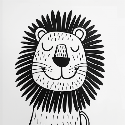 Smiling Lion Line Drawing