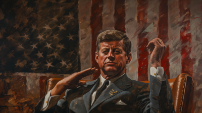John F Kennedy Saluting from Throne Painting