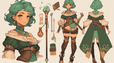 Fantasy Explorer with Green Hair