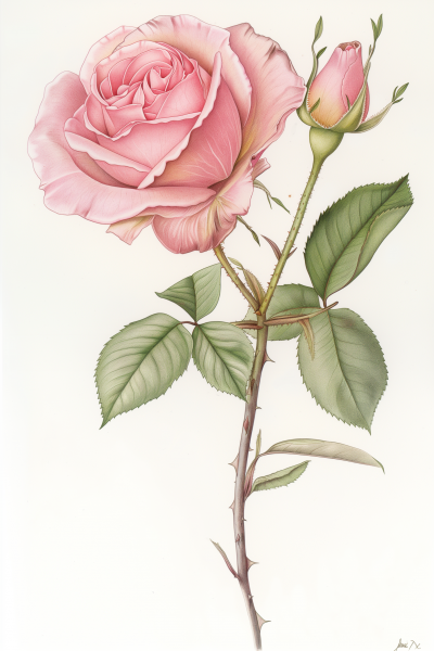 Botanical Rose Illustration