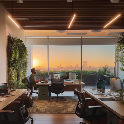 Modern Office at Sunset