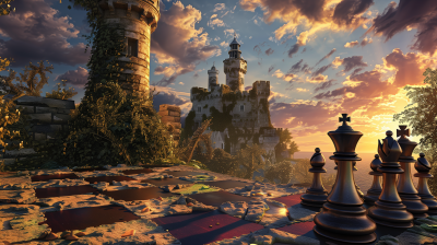 Chess Game with Fantastical Castle