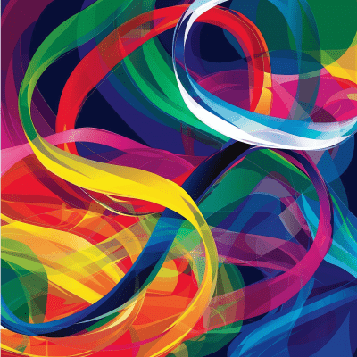 Vibrant Rainbow Ribbons Abstract Art