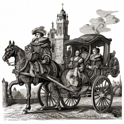 17th Century French Royal Carriage Illustration