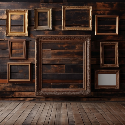 Luxurious Wooden Wall with Photo Frames