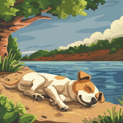 Serene Dog Nap by Riverside