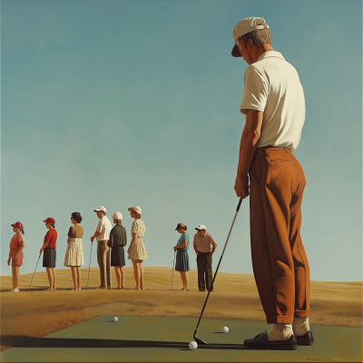 Small Town Golfing Painting