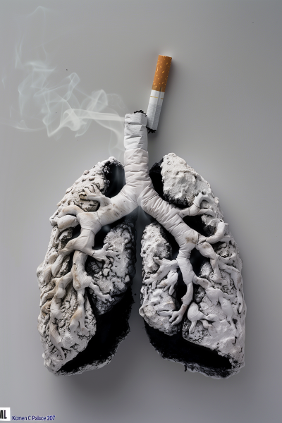 Deteriorated Lungs with Cigarette