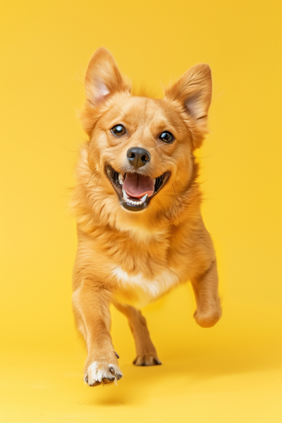 Energetic Golden Dog Running