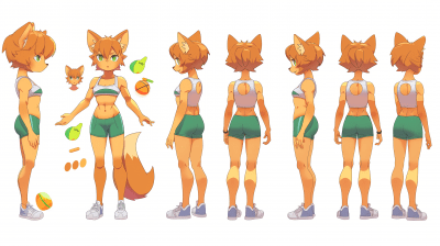 Anthropomorphic Fox Character Design Sheet