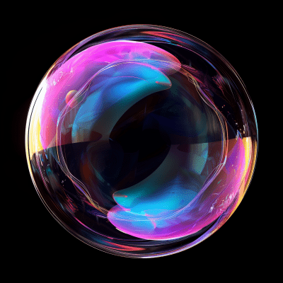Iridescent Bubble on Black Background
