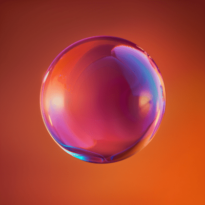 Iridescent Bubble in Dark Opalescent Background