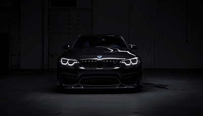 Sleek BMW in Dimly Lit Garage