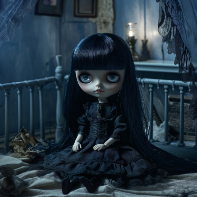 Gothic Doll in Vintage Room