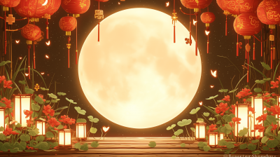 Romantic Chinese Lantern and Moon Design