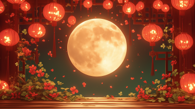 Romantic Chinese Lanterns Cartoon Template
