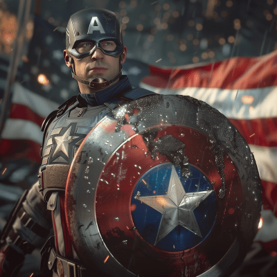 Captain America Shielding USA Flag