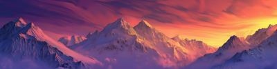 Vibrant Sunset over Mountain Range