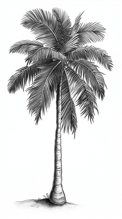 Isolated Palm Tree Drawing