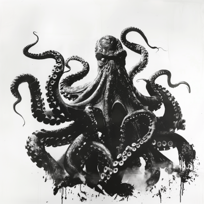 Vintage 1950s Style Kraken Monster Illustration