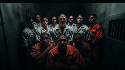 Serious Looking Inmates in Prison