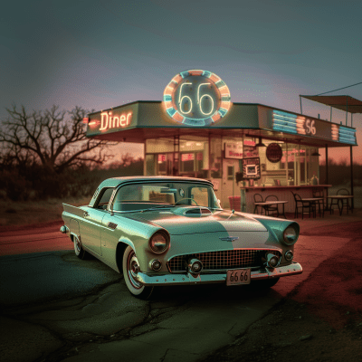 Vintage Ford Thunderbird at 66 Diner