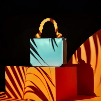 Geometric handbag on colorful blocks