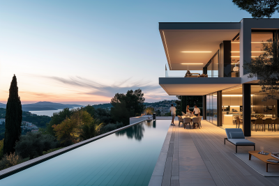 Evening Terrace at Modern Villa