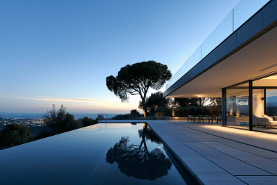 Evening Villa Terrace with Minimalist Swimming Pool