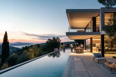 Evening Terrace at a Modern Villa