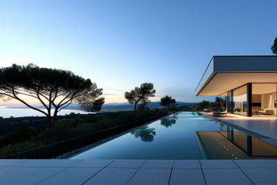 Modern Villa Evening Terrace