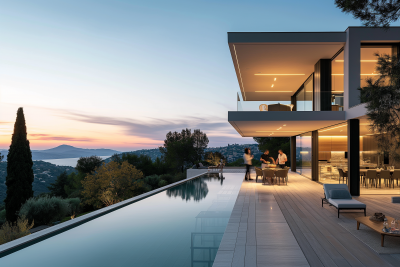 Evening Terrace at Modern Villa