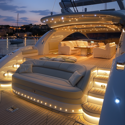 Luxury Yacht at Evening